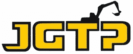 Logo JGTP jaune et noir avec une silhouette d'excavatrice, symbolisant les travaux publics et l'excavation.